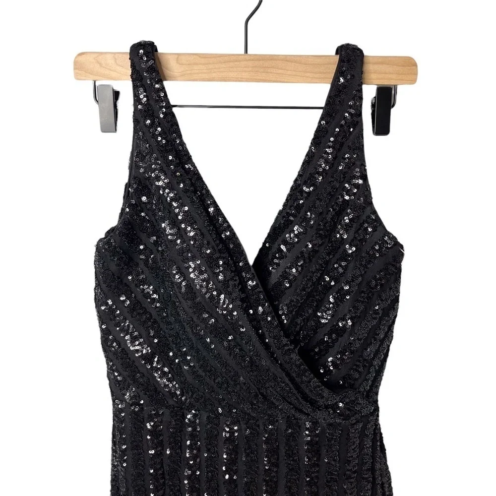 La Femme Short Sequin Party Cocktail Dress Black Size 8 Prom Homecoming Wedding - Picture 4 of 10
